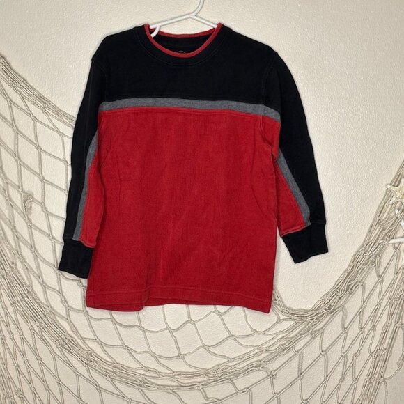 GREEN SODA Boy's Red Black Grey Colorblock Sweatshirt XS (4-5) - Picture 1 of 7